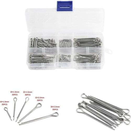 175Pcs Assorted Sliver Split Pins Cotter Fixings Assorted Sizes Zinc Plated Steel Hard Case Link Split Cotter Pin Set