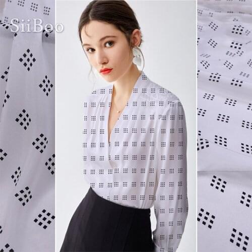 2020 New fashion black checked digital printed 100% pure silk crepe de chine fabric for women summer dress shirt telas SP6147