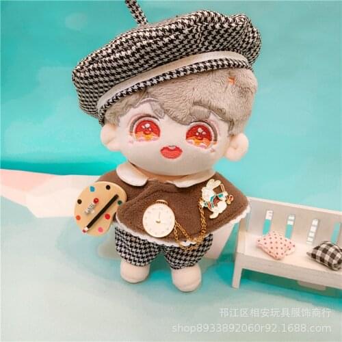 5pcs /set 20cm KPOP idol Plush Doll Clothes Outfit painter Hat Pants Suit Baby Dolls Accessories