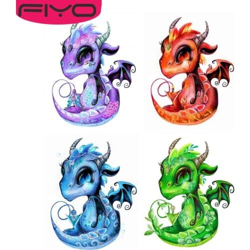 FIYO Diamond Painting Cartoon Dragon Full Round/Square 5D Diamond Cute Embroidery Cross Stitch Wall Stickers Mocaic Gifts