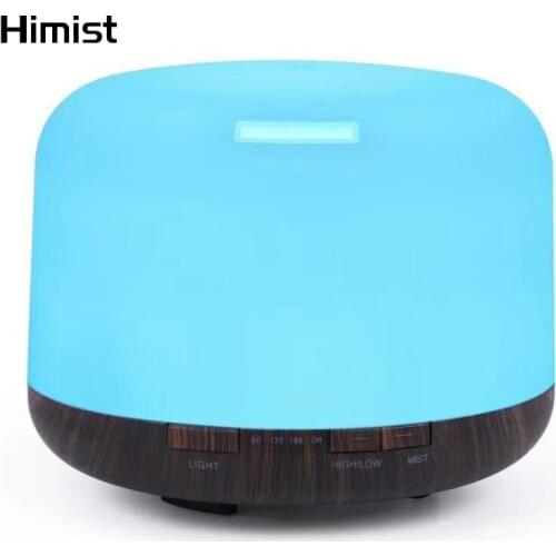 500ml Aroma Diffuser Ultrasonic Mist Maker Fogger with 7 Color Changing LED Lights for Home Wood Grain air humidifiers
