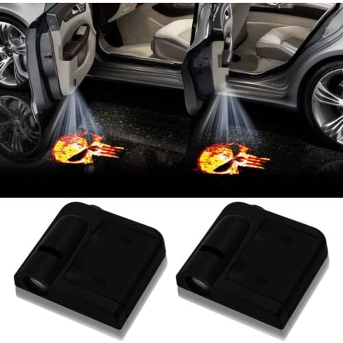 2pcs Wireless LED Car Door Welcome Laser Projector Skull Skull Logo Ghost Light for BMWs Volkswagens Hondas Toyotas Nissans