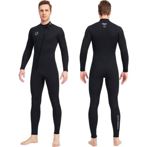 Full Length 3mm Wetsuit, Adult Neoprene Surfing One Piece Diving Wet Suit Rash Guard- Quick Drying, Front Zipper, Long Sleeve
