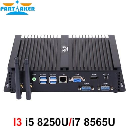 Core i7 8550U i7 8565U 2 RS232 COM industrial mini pc i5 8250U intel NUC Lan HDMI VGA Quad Core 8th gen Fanless computer