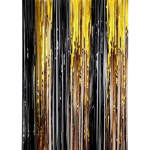 Multi Size Party Backdrop Birthday Party Decoration Tinsel Curtain Anniversary Party Decorations Photo Zone Black Gold Rain
