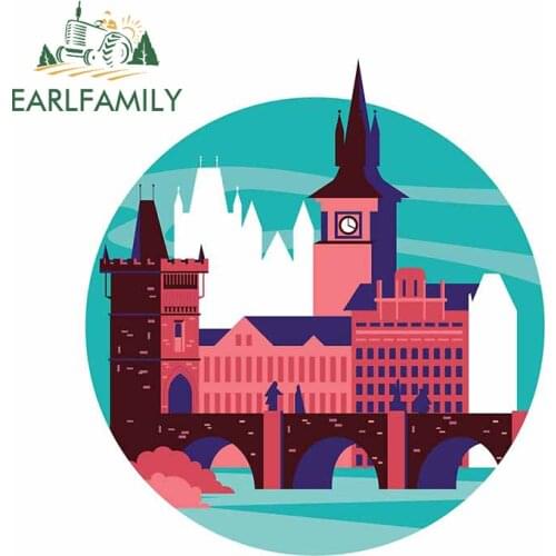 EARLFAMILY 13cm x 12.6cm for Prague Prag Czech Design Car Sticker Windows Windshield Refrigerator Decoration Anime Graphics