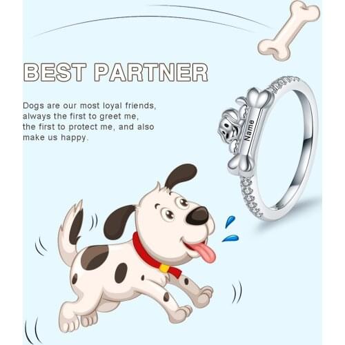 JrSr new 100% 925 sterling silver custom dog name commemorate rings 2020 Women Personalized Jewelry gifts free shipping hot sell