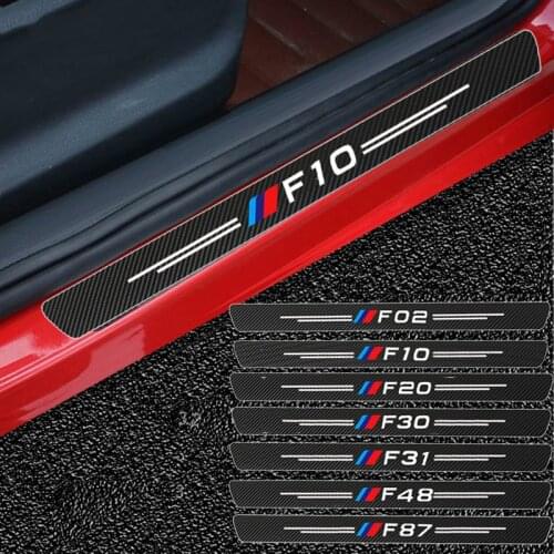Mutips 4pcs M Power Performance Carbon Fiber Car Door Dticker Accessories Interior For BMW F01 F02 F10 F20 F30 F31 F34 F48 F87