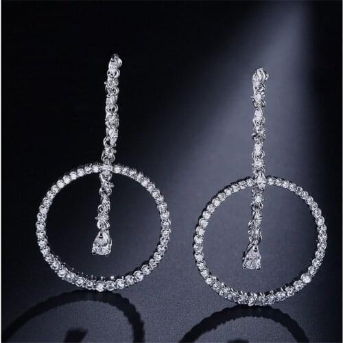 Round Zircon Earrings A Pair Of Earrings Fashion Jewelry For Ladies Earings Fashion Jewelry 2018