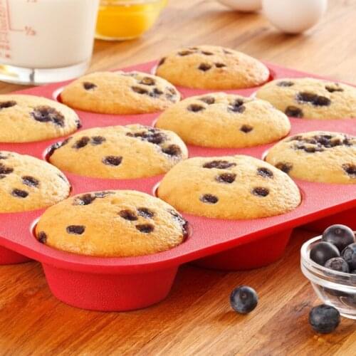 Mini Muffin 12 Holes Round Silicone Mold DIY Cupcake Cookies Fondant Baking Pan Non-Stick Pudding Soap Cake Mold Baking Tools