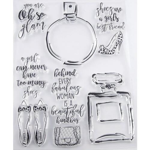Fashion Shoes Perfume Clear Stamps/Seal for DIY Scrapbooking/photo Album Decorative Card Making Clear Stamp Sheets