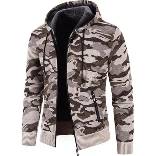 Coat Hooded Jacket Men Camouflage Warm Thick Pockets Cardigan Zipper Male Overcoat 2021 Winter Outerwear
