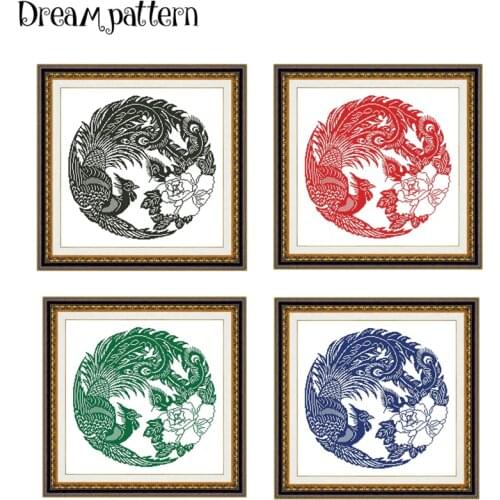 Phoenix and peony cross stitch kit simple pattern 18ct 14ct 11ct white fabric cloth cotton thread embroidery DIY handmade