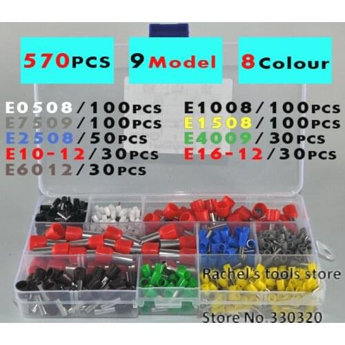 570pcs/lot Wire Bootlace Ferrule Electrical Crimp Terminals end sleeves Cable Connector tool set