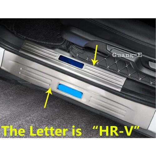 Car Styling Sticker Cover Pedal Door Sill Scuff Plate Cover Inner+External Threshold Parts For Honda HRV HR-V Vezel 2019 2020