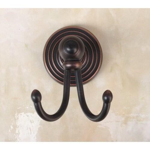 Wall Mounted Black Oil Rubbed Brass Bathroom Towel Coat Hooks Dual Robe Hook Hanger Bathroom Accessory mba069