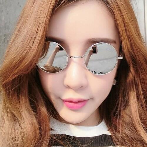 Stylish Metal Round Sunglasses For Men Women Luxury Brand Design Rainbow Color Eye Glasses Streetwear Oculos De Sol Feminino UV