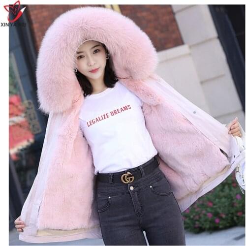 Detachable parka, new, parka, real fur, coat, winter jacket for women, real raccoon fur, collar, warm thick rabbit fur, lining
