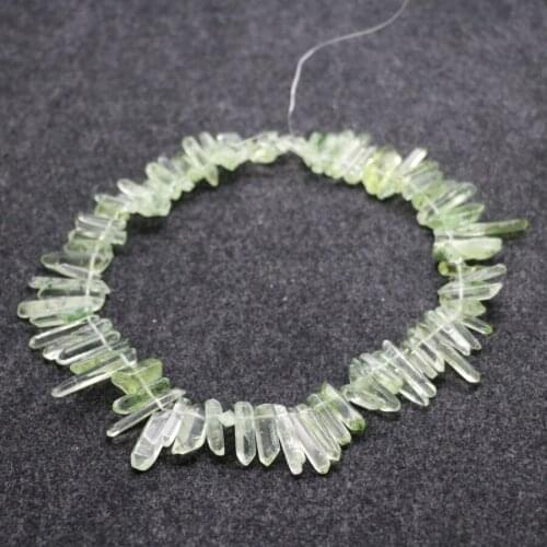 Approx 66pcs/strand Raw Green Crystal Quartz Top Drilled Point Pendants ,Rock Quartz Crystal Graduated Jewelry Making Beads