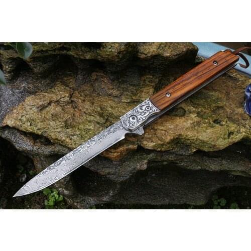 Outdoor Folding Knife High Quality VG10 Damascus Steel Hunting Knife Pocket Knife Practical For Self-Defense EDC Tool Jackknife