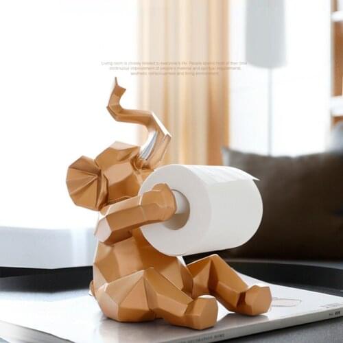 ELEPHANT ART SCULPTURE ROLL PAPER HOLDER PAPER ANIMAL STATUE FIGURINE RESIN CRAFT OFFICE RESTAURANT HOME DECORATIONS R3170
