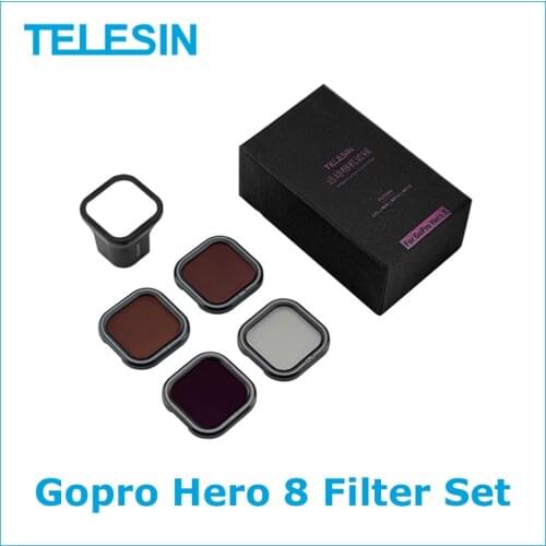 TELESIN 4Pack ND8 ND16 ND32 CPL Magnetic Filter Set Lens Protector ND CPL Filter for Gopro Hero 8 Action Camera Lens Accessoreis