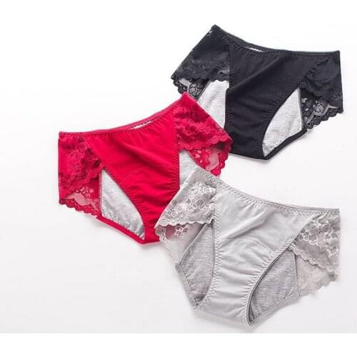 Sexy Lace Breathable Seamless Soft Fabric Women Underwear Breifs New Cotton Physiological Period Leak Proof Menstrual Panties