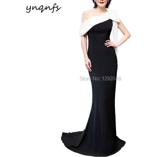 YNQNFS M179 One Shoulder Big Bow White Black Gown Formal Dress Mermaid Mother of the Bride Groom Dresses Womens prom dresses