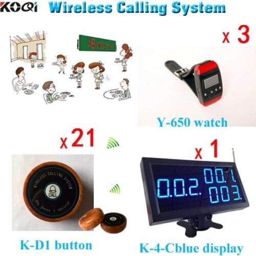 1 Display + 3 Pager + 21 Buzzer ) Pager Service System Suit Fast Food Restaurant Watch Pager With Wireless Buzzer