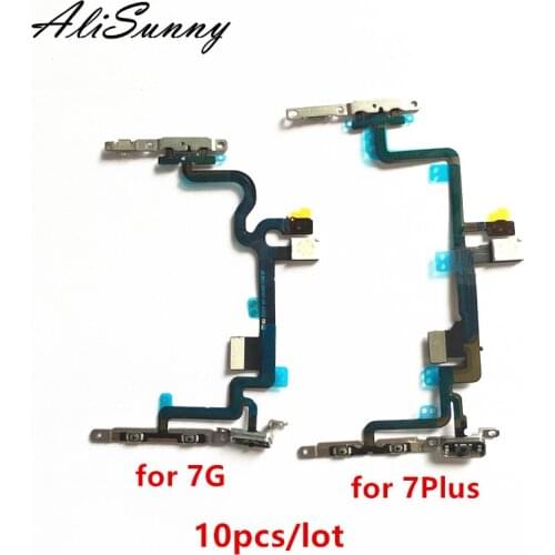 AliSunny 10pcs Power Flex Cable for iPhone 7 Plus 7G 7P On Off Switch Volume control with Metal Bracket LED Flash Parts