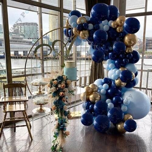 115pcs Big Macaron Blue Balloon Garland Arch Kit Night Blue Gold Baby 1st Happy Birthday Party Decoration Balloons Supplies 30