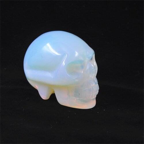2'' Natural opal Quartz Crystal Skull Carved Mineral Gemstone Reiki Healing Home Decoration Halloween DIY Decorations Gift