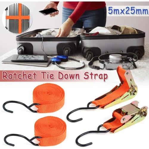 2Pcs Strong Transport Lashing Tow Equipment Motorcycle Bag Car Cargo Luggage Truck Ratchet Strap Bike Tension Rope Tie Down Belt