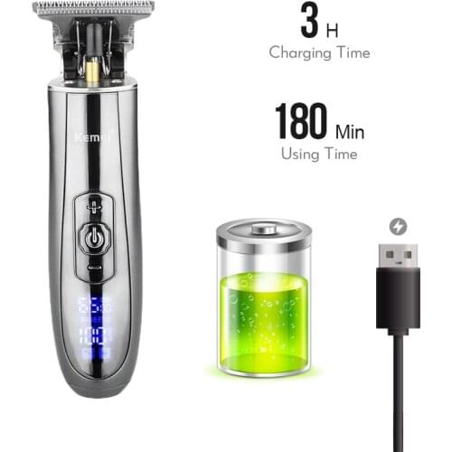 2021 Kemei LCD Display Hair Clipper Professional Mens Shaving Hair Removal Razor Trimmer Plastic Beauty Salon Tool 36D