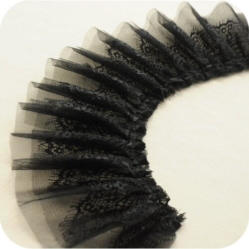 3M/lot Pleated double layer mesh eyelash lace tirm for craft skirt decoration DIY material