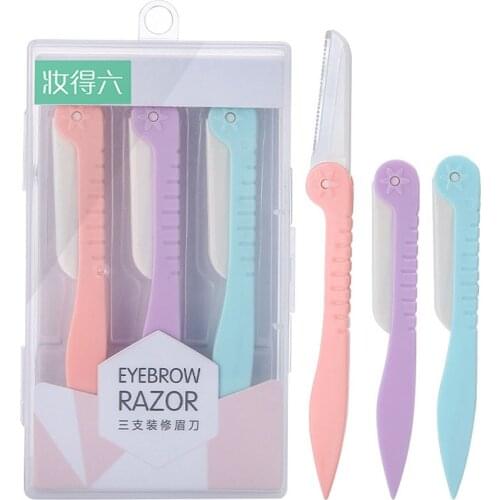 3PCS Eyebrow Razor Brow Shaper & Dermaplaning Safe Blades Painless Portable Tool
