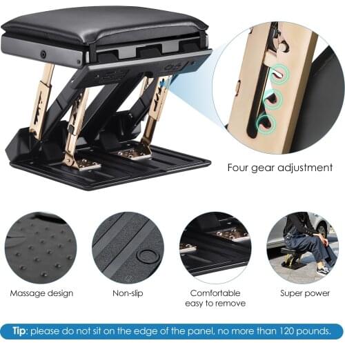 4-Level Height Adjustment Footrest With Removable Soft Foot Rest Pad Max-Load 120Lbs With Massaging Beads For Car Under Desk