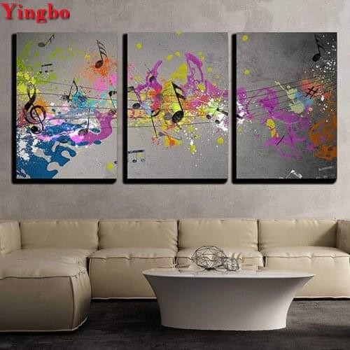 5d diy diamond Painting musical note diamond embroidery with diamonds mosaic cross stitch For Living Room Decor 3 Pieces