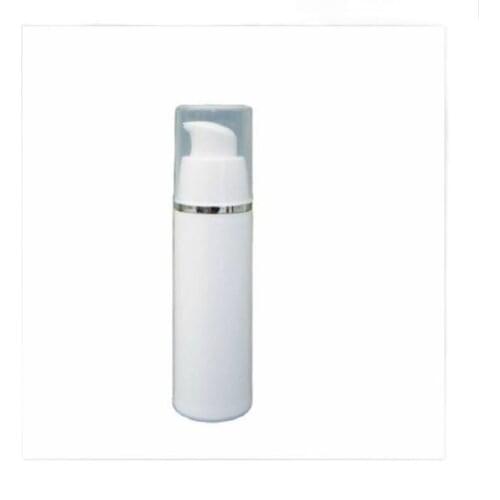 50ml white airless vacuum pump lotion bottle with silver line, with transparent cap