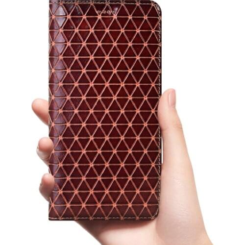 Diamond Pattern Genuine Leather Case For Google Pixel 6 6P Pro Leather Flip Cover
