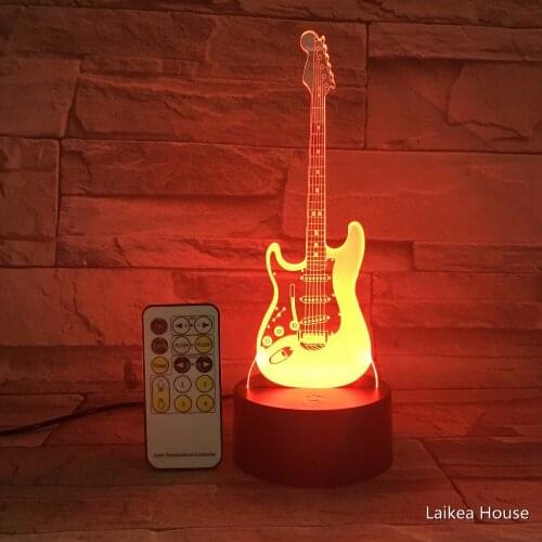 3D Guitar Shape Colorful Night Light Remote 7 Color Change Led USB Night Lighting Touch Control Switch Indoor Lamp Decorations