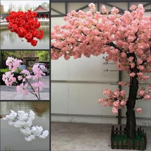 New Fake Cherry Blossom flower Branch Artificial Bouquet Silk Wedding Background Wall Decoration Flower supplies