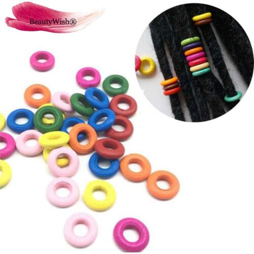 20Pcs Wooden Dreadlocks bead Mix Color Braiding Hair Beads 7mm Hole beads for dreadlocks hair