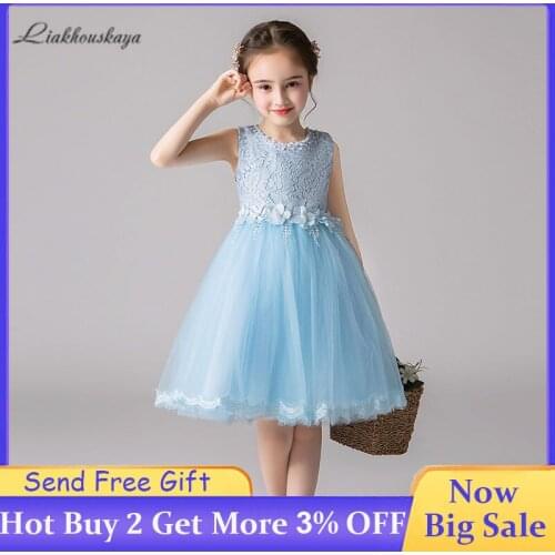 Baby Girl Dress Summer Lace Formal Evening Wedding Elegant Princess Dress Wedding Evening Dress Birthday Banquet Clothing 3-13 Y
