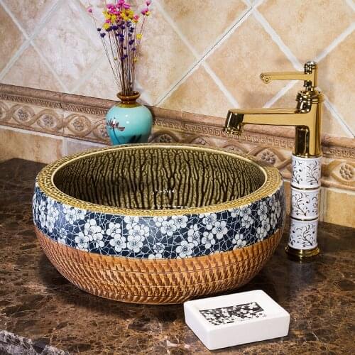 Europe Style Porcelain China Handmade Carved Art Lavobo Lavatory Bathroom Sink Wash Basin porcelain sink