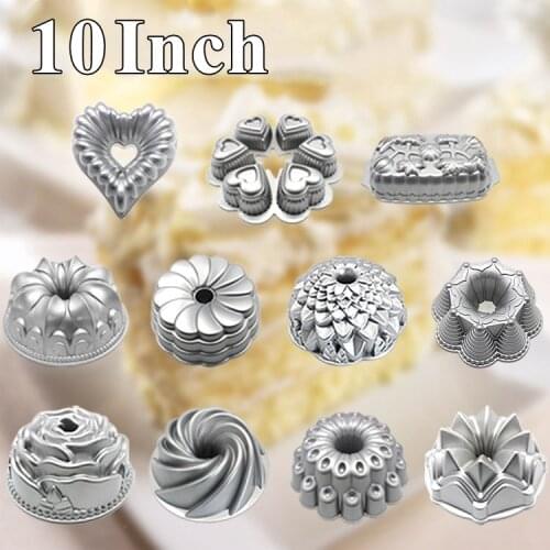 3D Rose Heart Cake Mold 10 inch Cast Aluminum DIY Baking Pumpkin Mousse Cake Mould Kitchen Bakeware Tools Art Cake Form Tray Pan