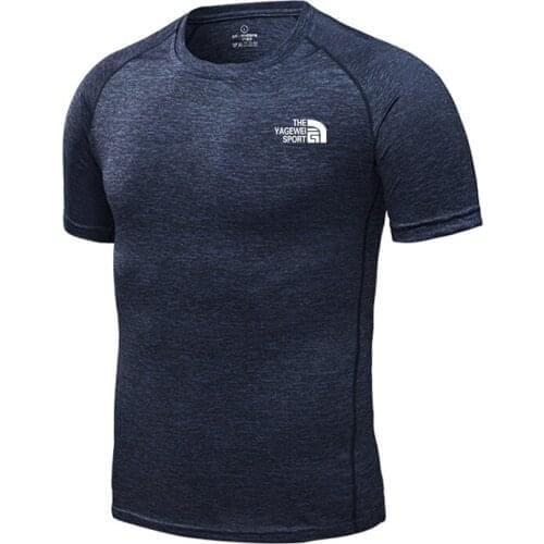 Male T-shirt Summer New Sports Short-Sleeved Fast Drying Training Breathable Compression Jogging Tights Gym Fitness Tracksuit XL