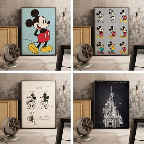 Disney Mickey Mouse Canvas Painting Animated Character Posters and Prints Wall Art Picture For Living Room Home Decoration