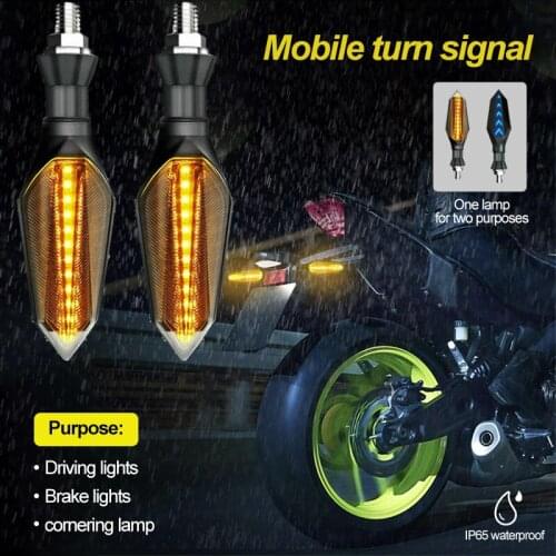 2pcs/4pcs Amber/Blue Motorcycle 12 LED Flowing Turn Signal Light Indicator Blinker Lamp Running Braking light For Honda Yamaha