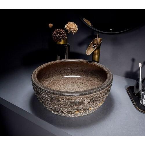 Ceramic art stage basin creative personality wash basin toilet retro wash basin household wash basin single side basin